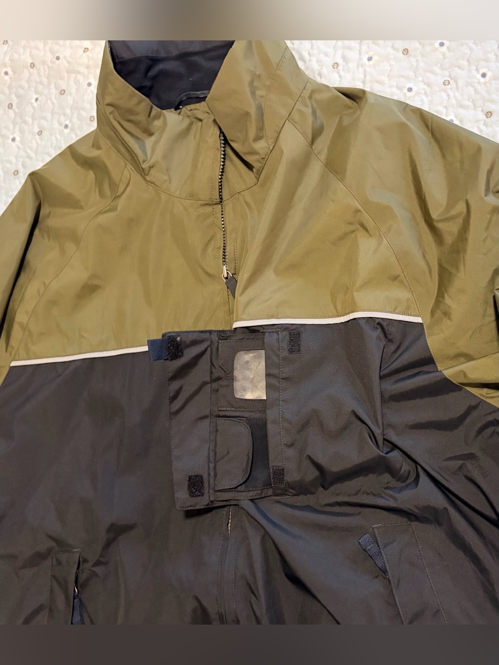 Nautica Windbreaker Sailing Full Zip Jacket In Olive Green & Black XL